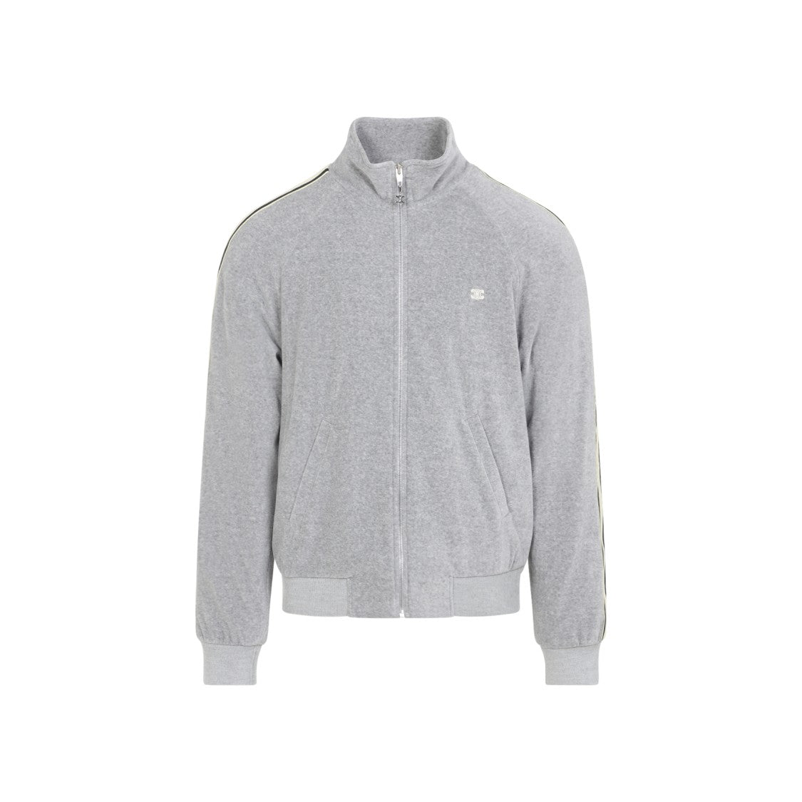 Celine Triomphe Grey Cotton Tracksuit Jacket With Logo Embroidery