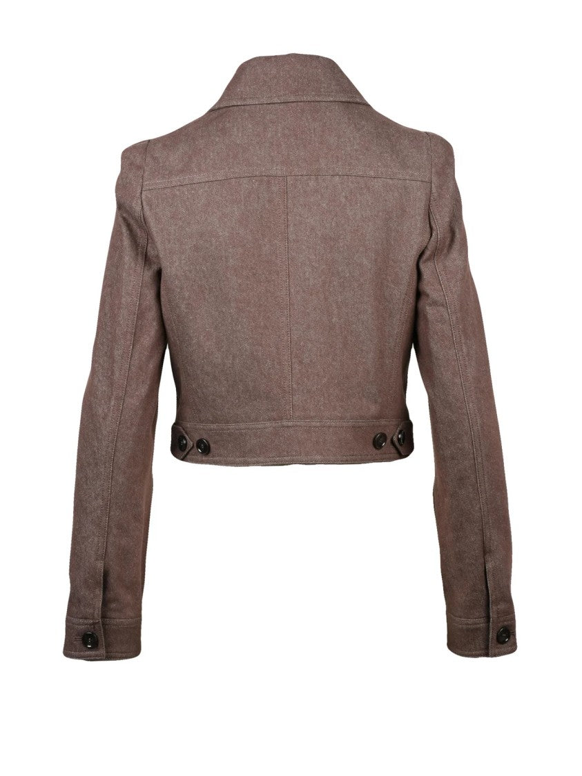 Max Mara Brown Cotton Cropped Denim Jacket