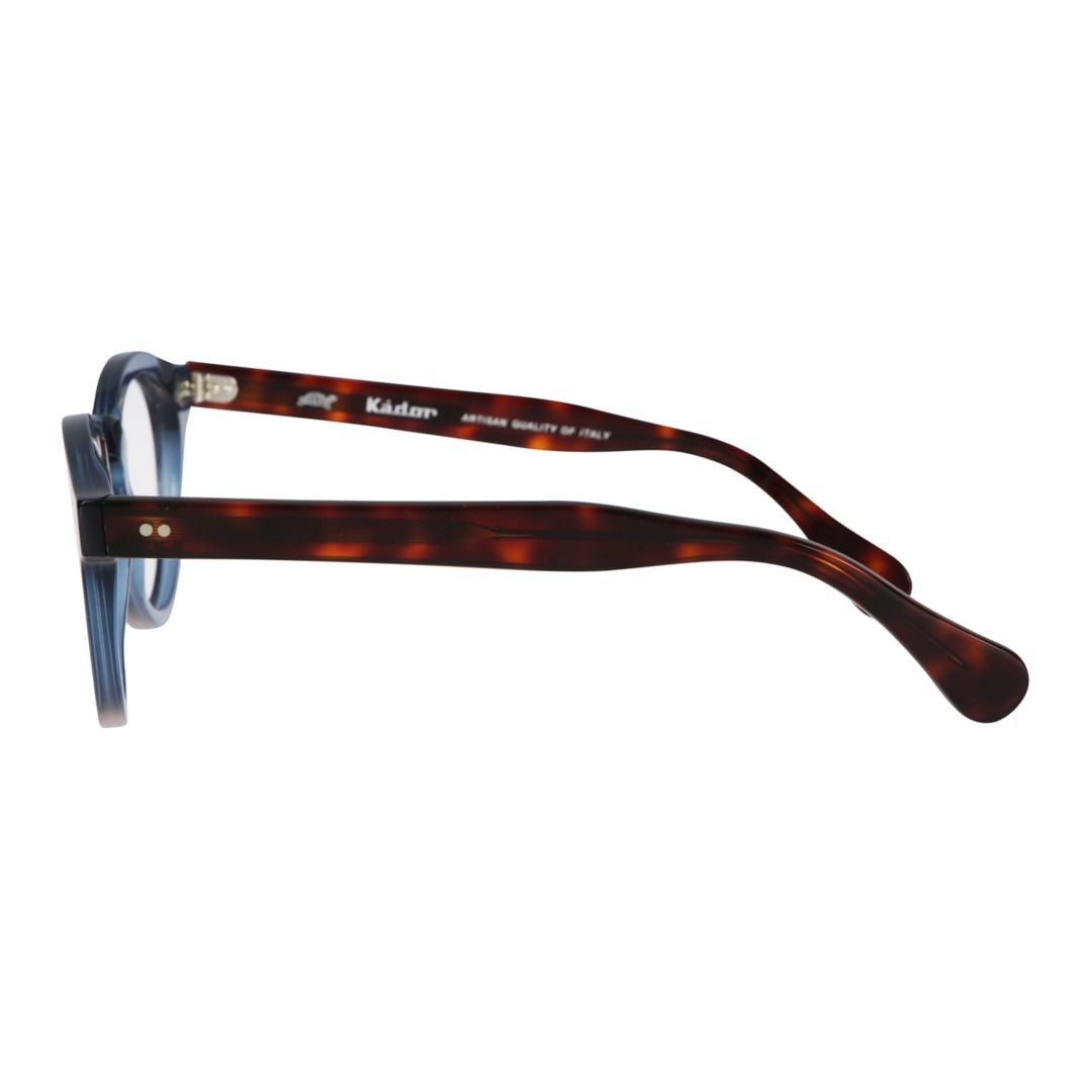 Kador Tony Round Blue Eyeglass Frames With Tortoiseshell Temples