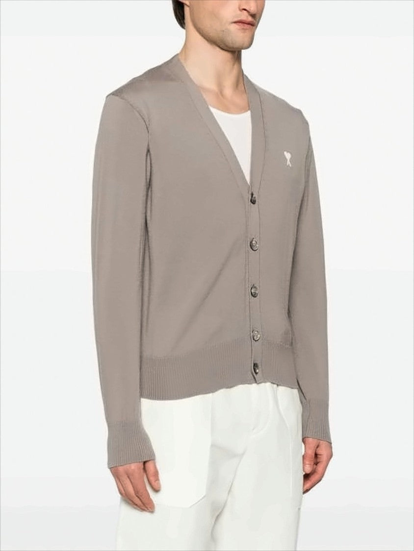 Ami Classic Wool Cardigan With V-Neckline And Button-Down Front