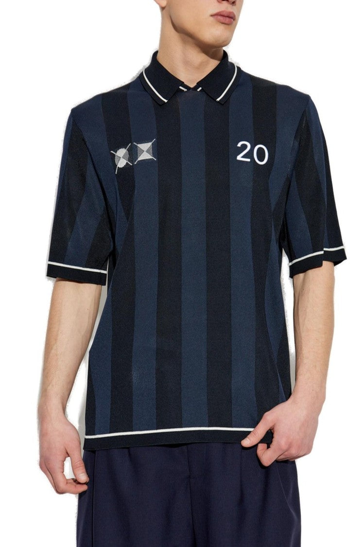 Jacquemus Striped Polo Shirt With Embroidered Details And Classic Collar