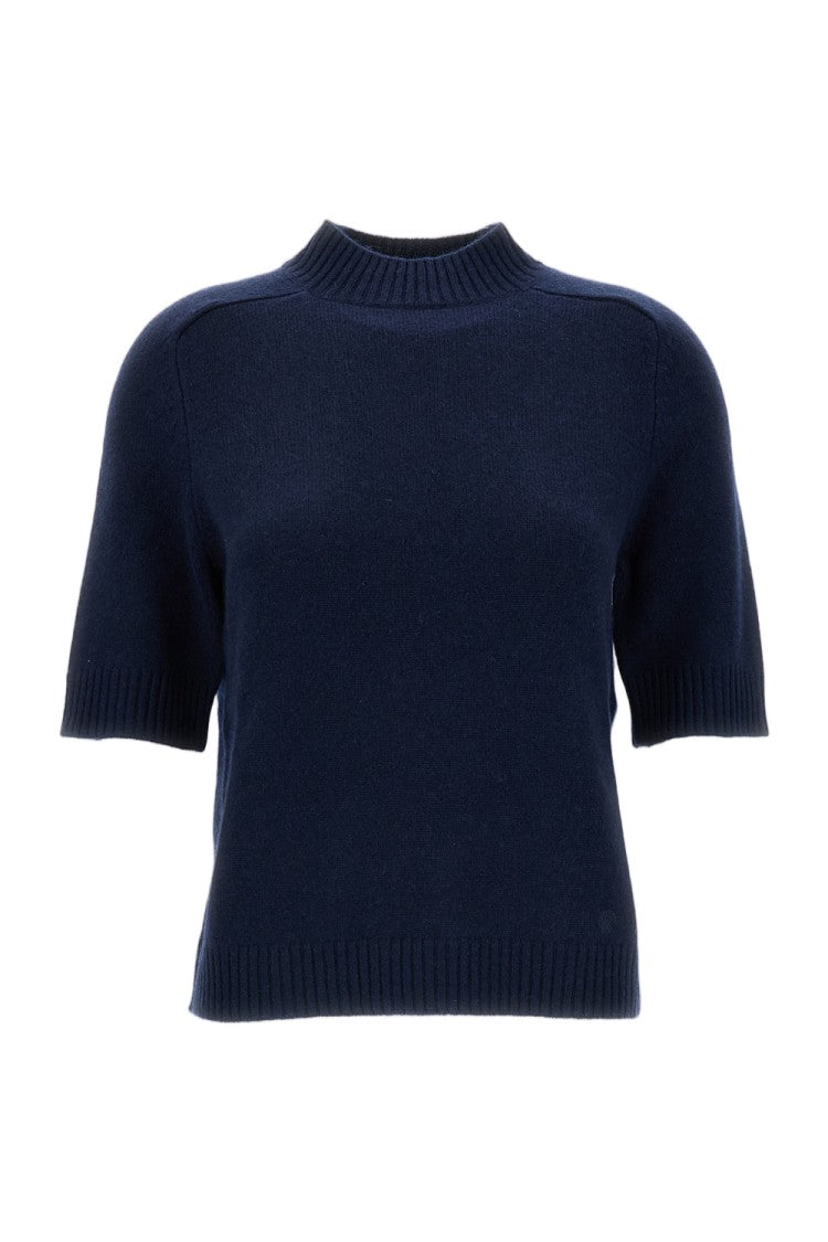 Loulou De Saison Blue Cashmere Saddle-Sleeve Crewneck Top