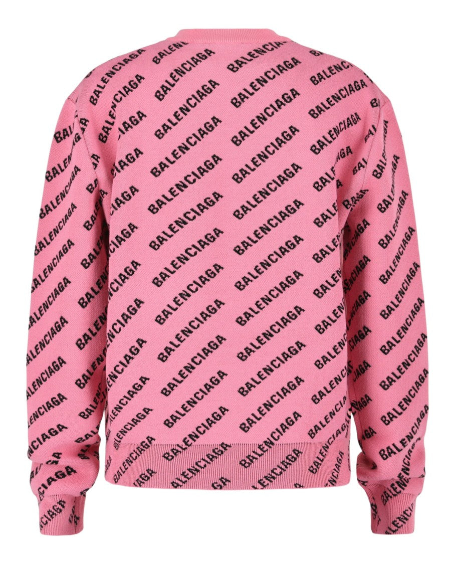 Balenciaga Allover Logo Cropped Sweater