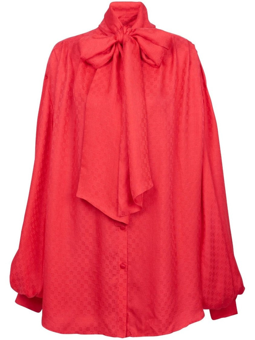 Balmain Monogram Jacquard Silk Shirt