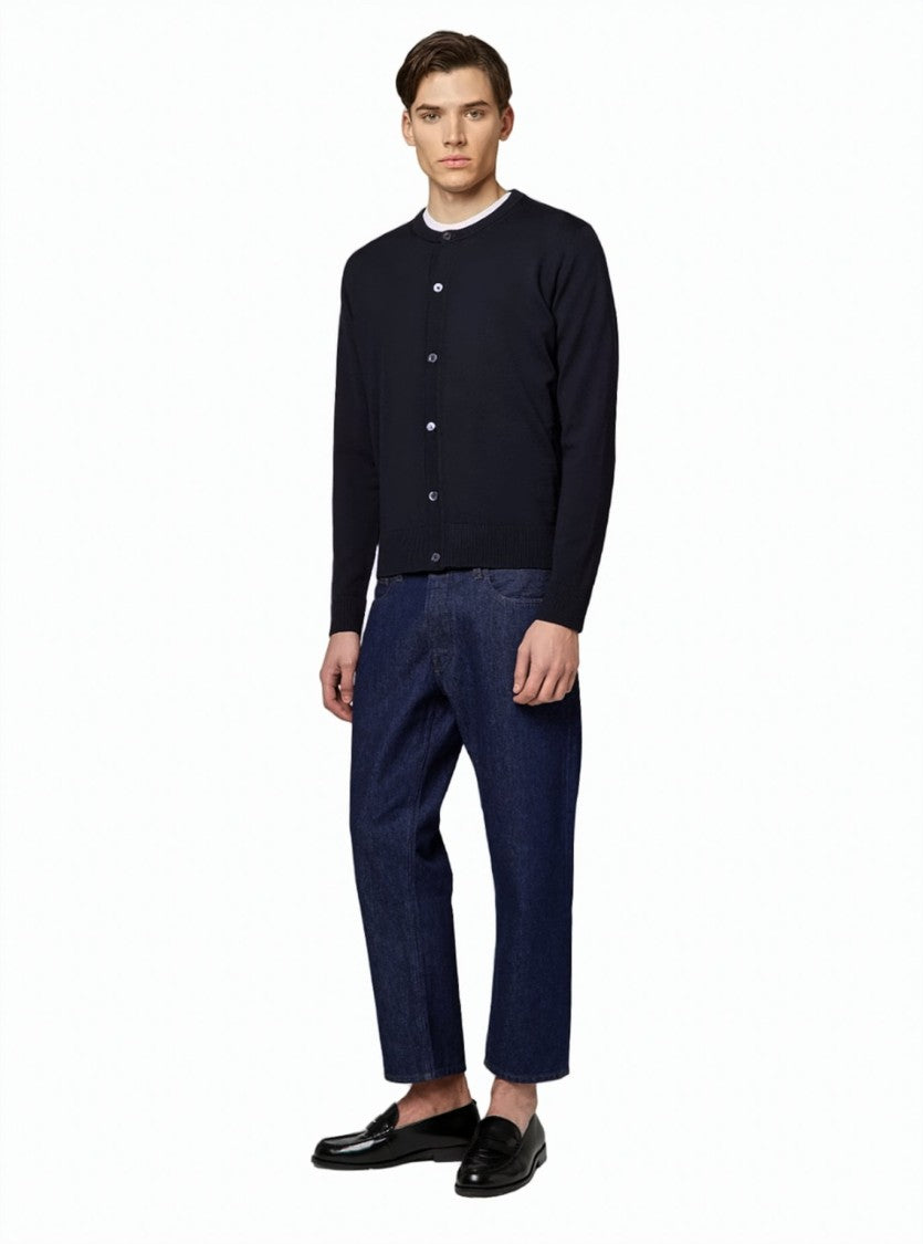 Alpha Studio Band Collar Merino Wool Cardigan