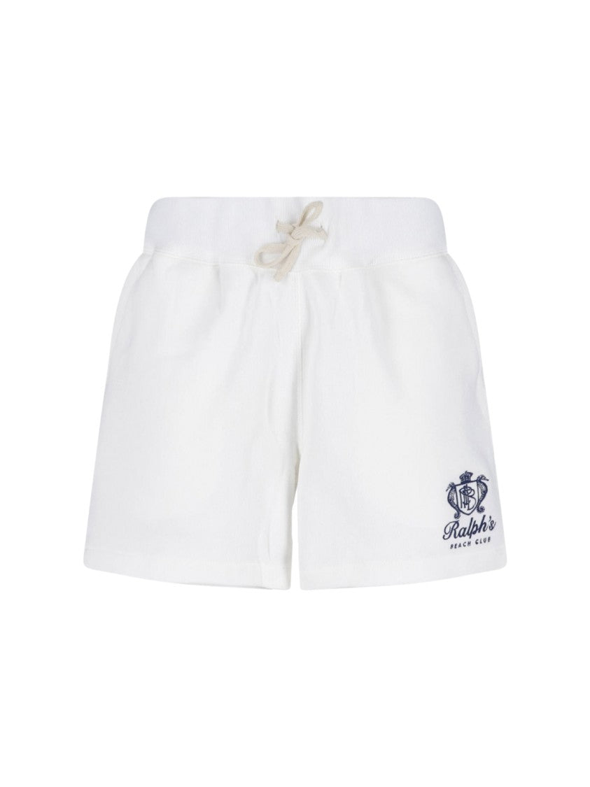 Polo Ralph Lauren White Minimalist Drawstring Logo Shorts