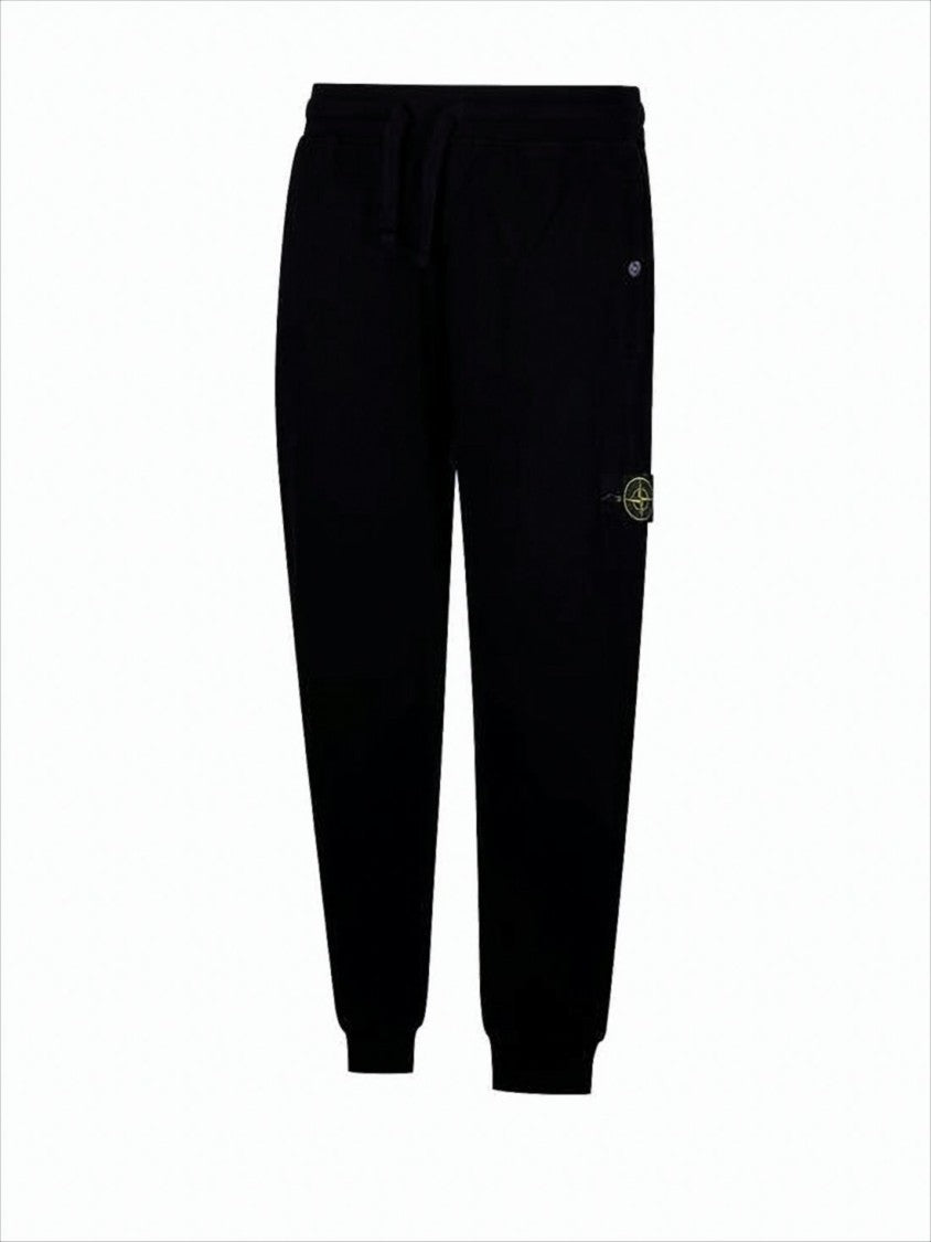 Stone Island Relaxed-Fit Black Jogger Pants With Design