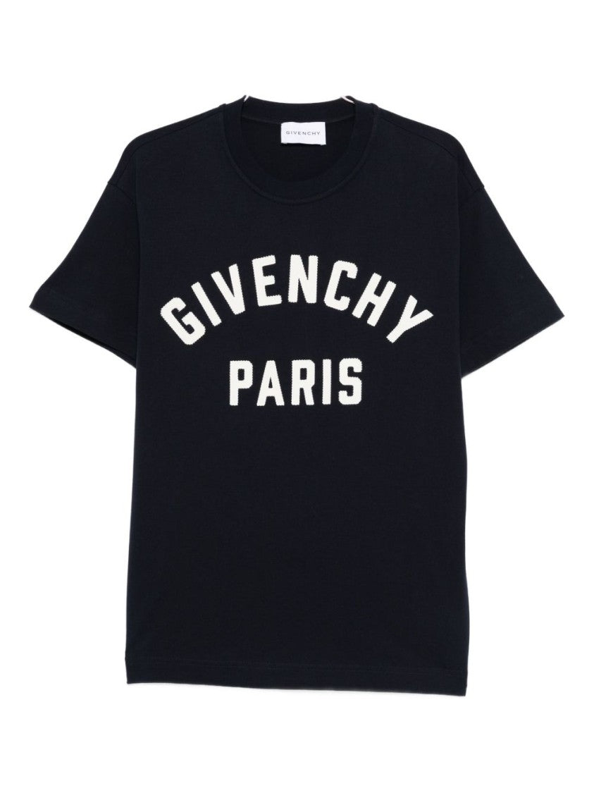 Givenchy Navy Blue Crew Neck Short Top