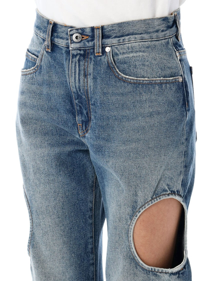 Off-White Straight-Leg Denim Jeans With Meteor Cut-Out Details