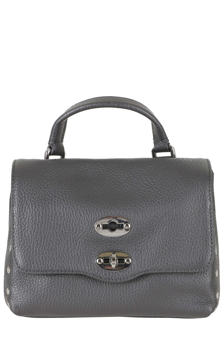 Zanellato Volcano Gray Postina Daily Metal Rivets Leather Handbag
