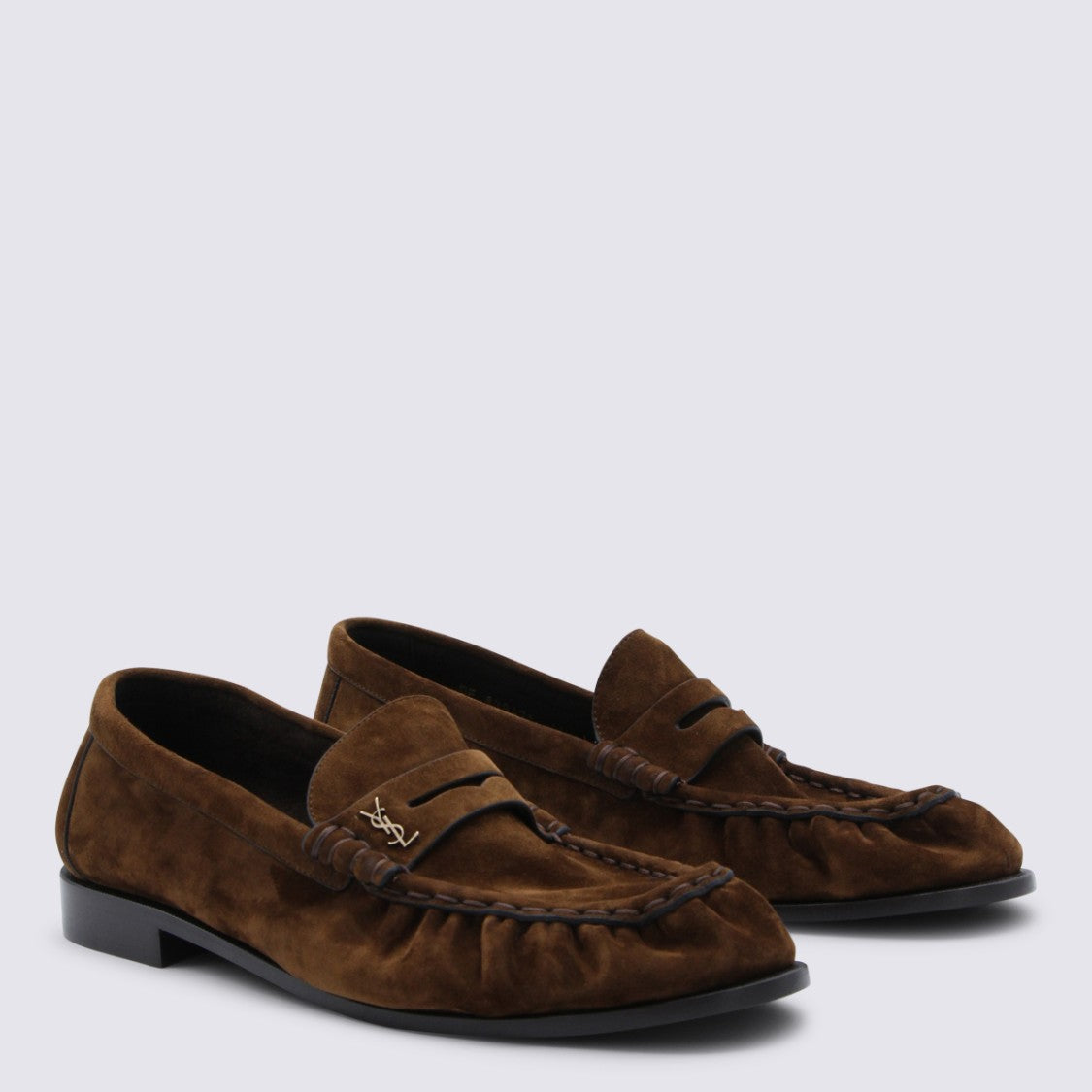 Saint Laurent Brown Suede Loafers