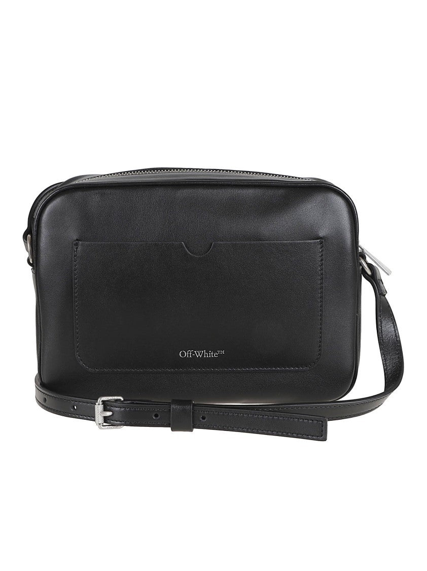 Off-White Rectangular Black Leather Shoulder Bag