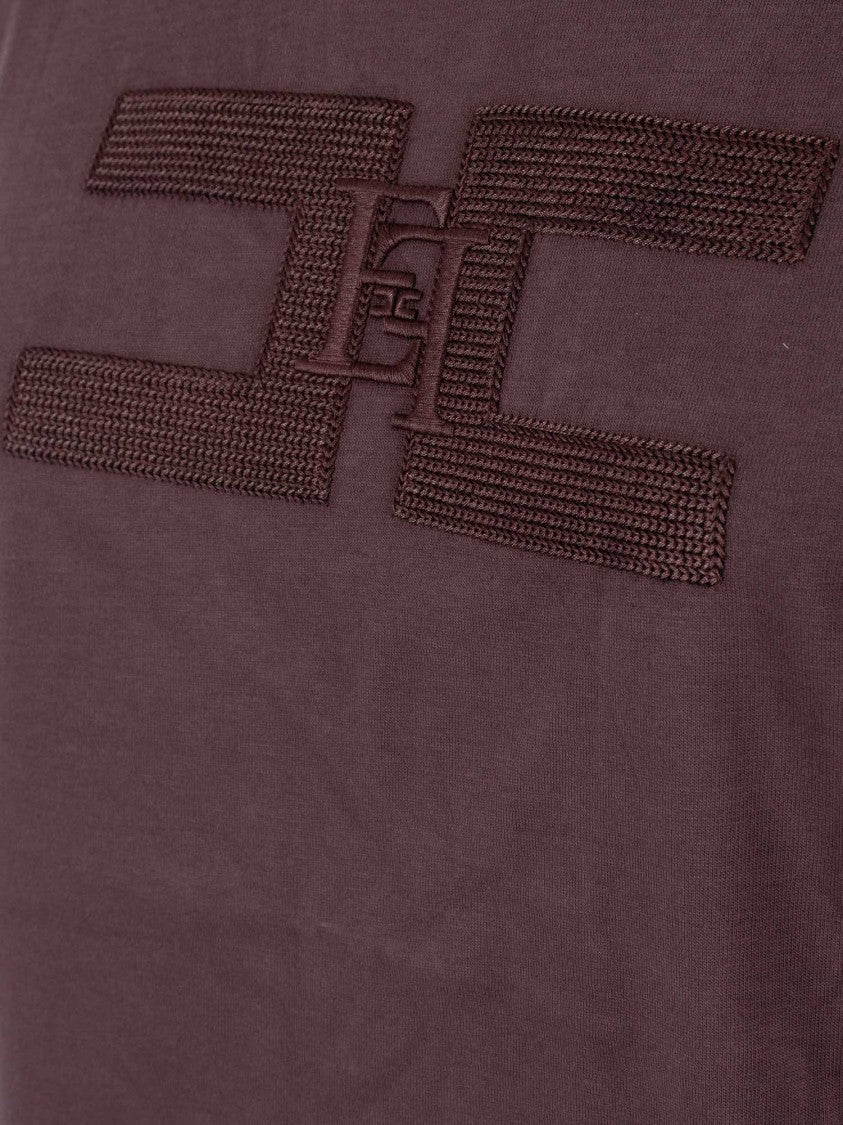 Elisabetta Franchi Textured Logo Cotton T-Shirt