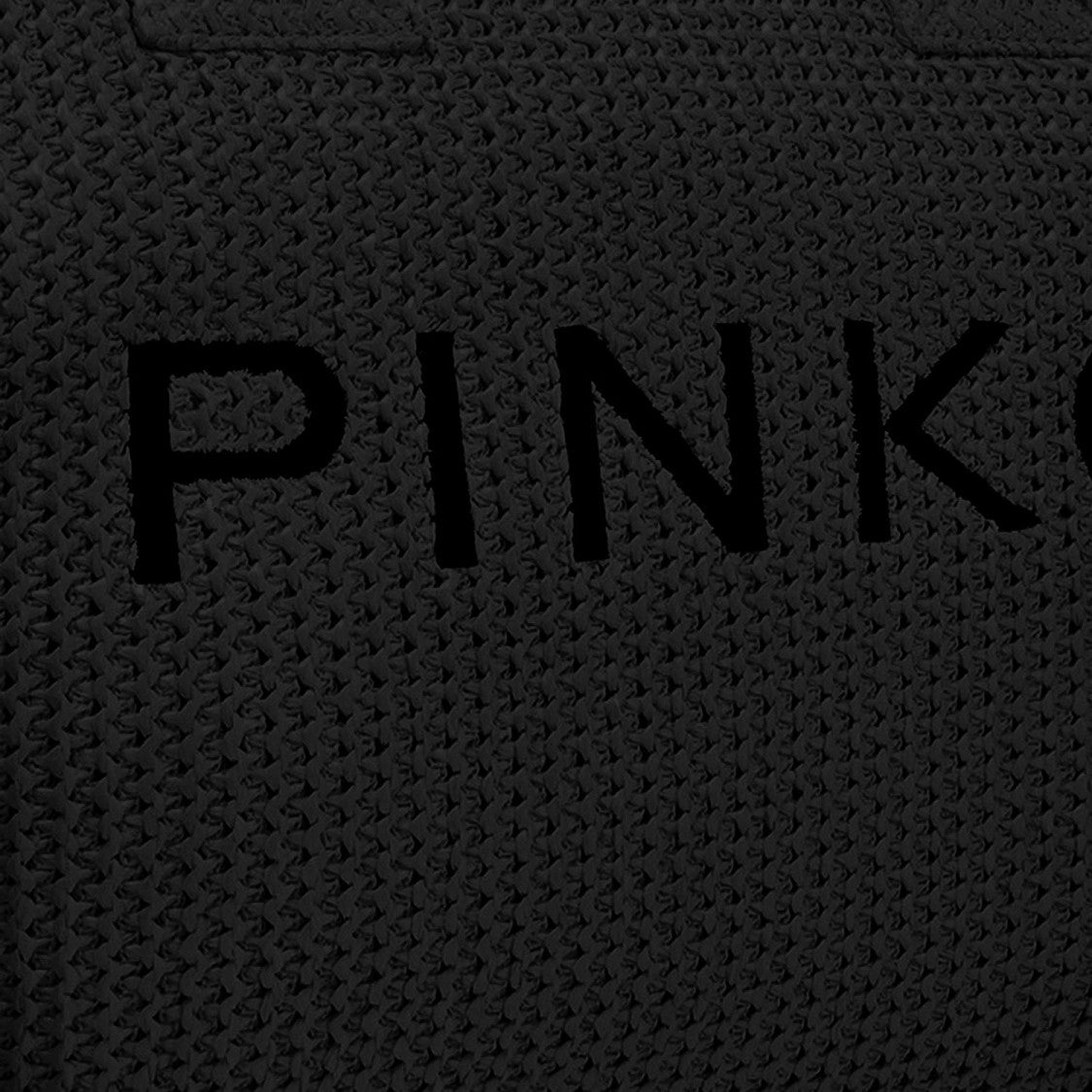 Pinko Raffia Shopping Bag With Contrast Logo And Decorative Details