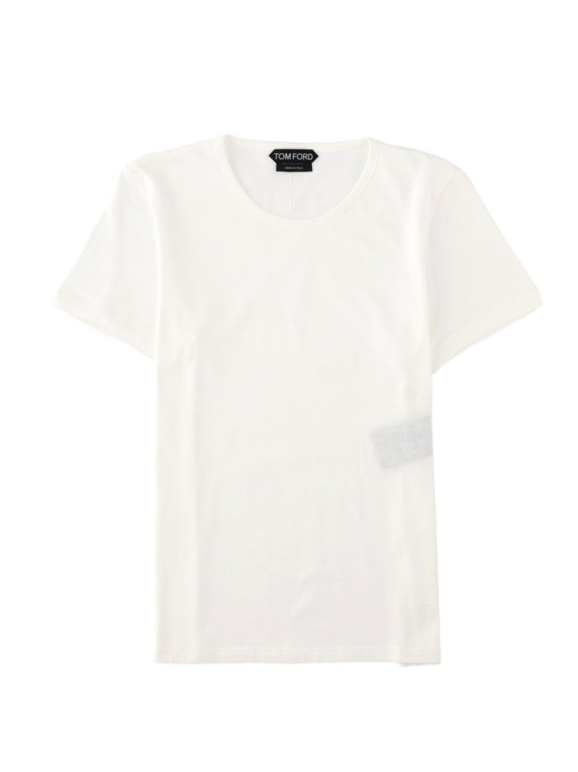 Tom Ford White Minimalist Crew Neck Relaxed Fit Cotton T-Shirt