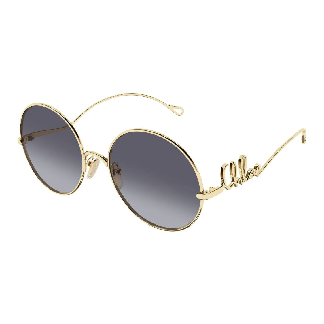 Chloé Round Gradient Tint Sunglasses With Gold-Metal Frames