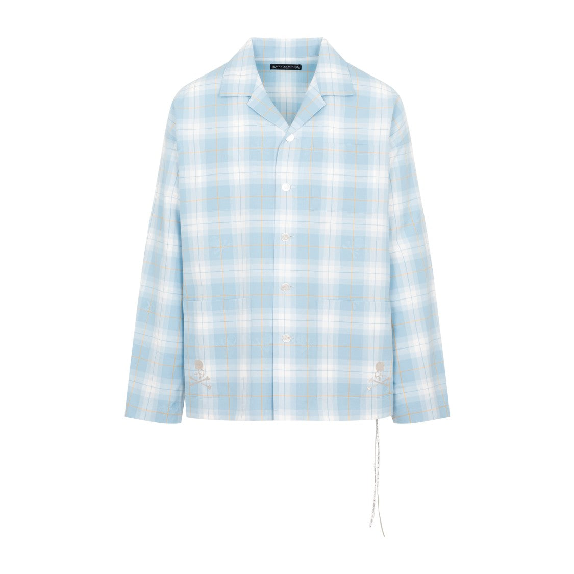 Mastermind Blue Cotton Open Collar Plaid Shirt