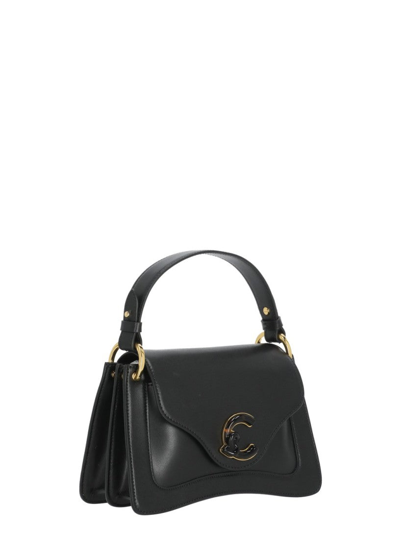 Coccinelle Structured Black Leather C-Me Small Bag With Flap Closure