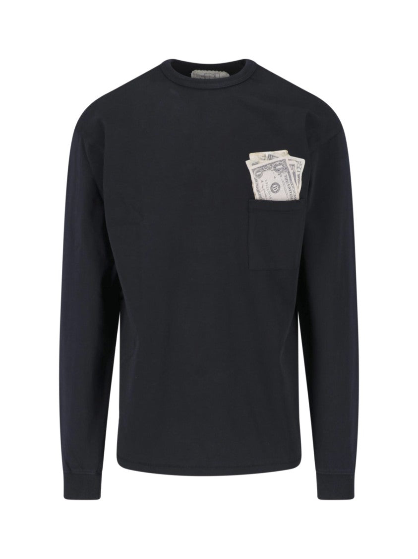 Erl Ribbed Cotton T-Shirt With Front Print And Pocket