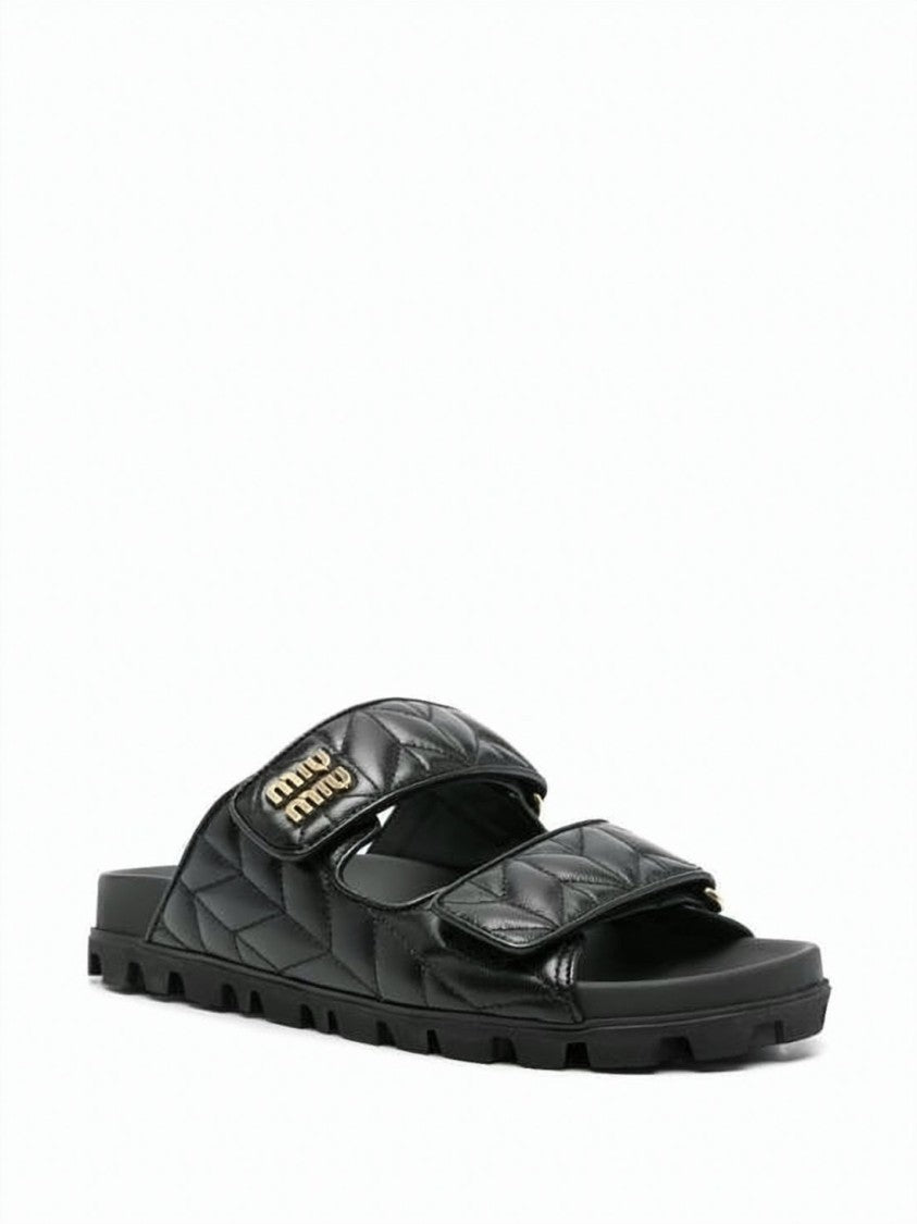 Miu Miu Quilted Calf Leather Sandals With Adjustable Straps