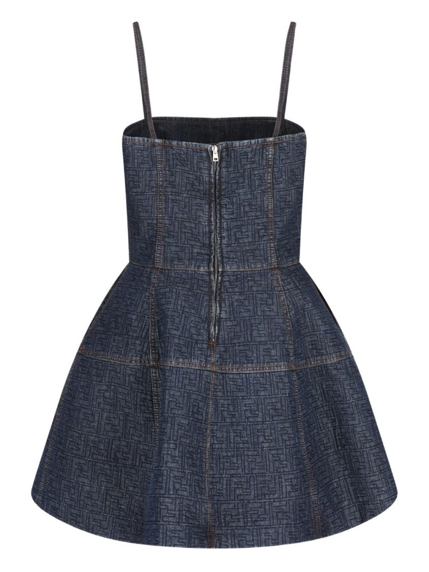 Fendi Structured Mini Dress With Textured Pattern