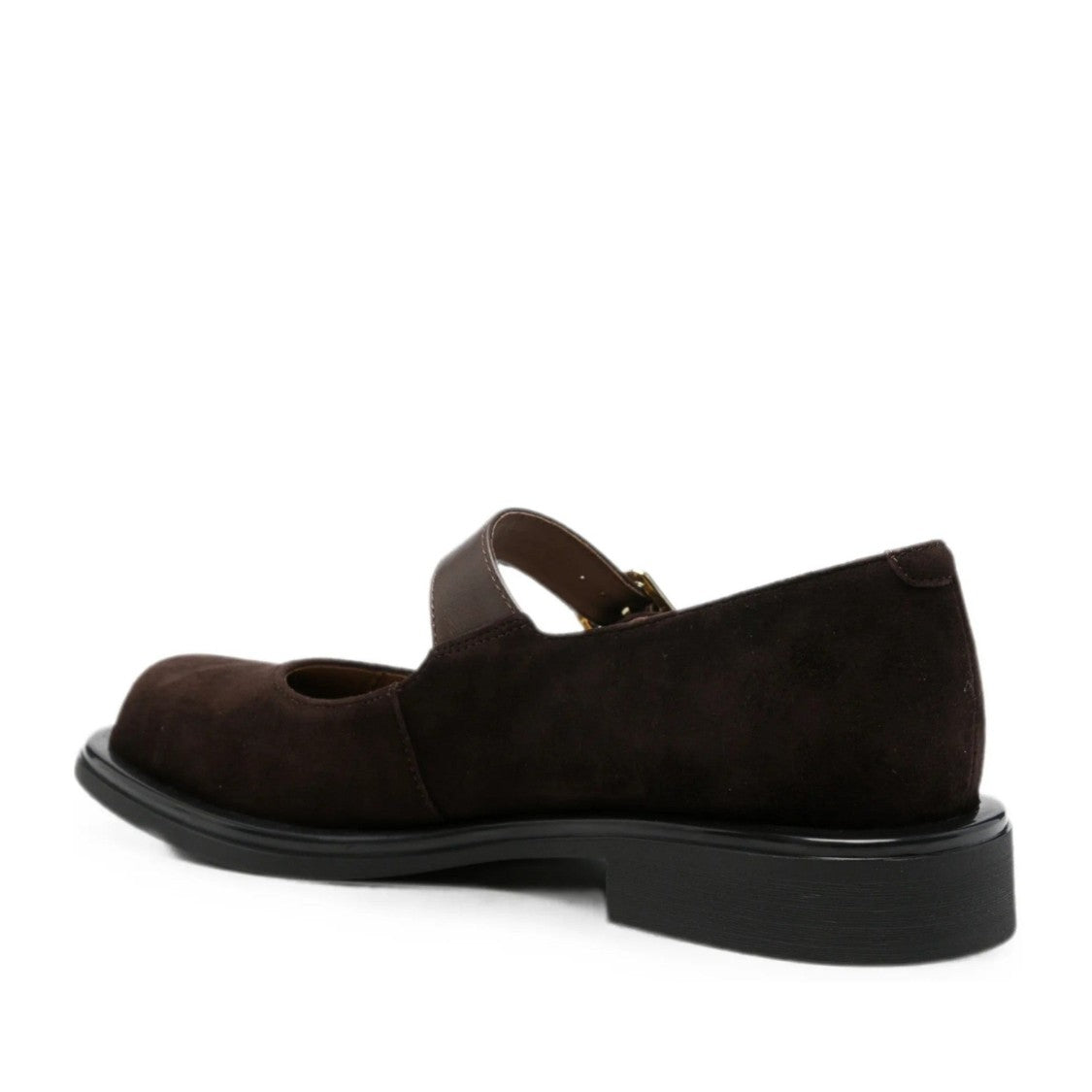 Adrianna Feretti Brown Gold-Tone Buckle Suede Loafers
