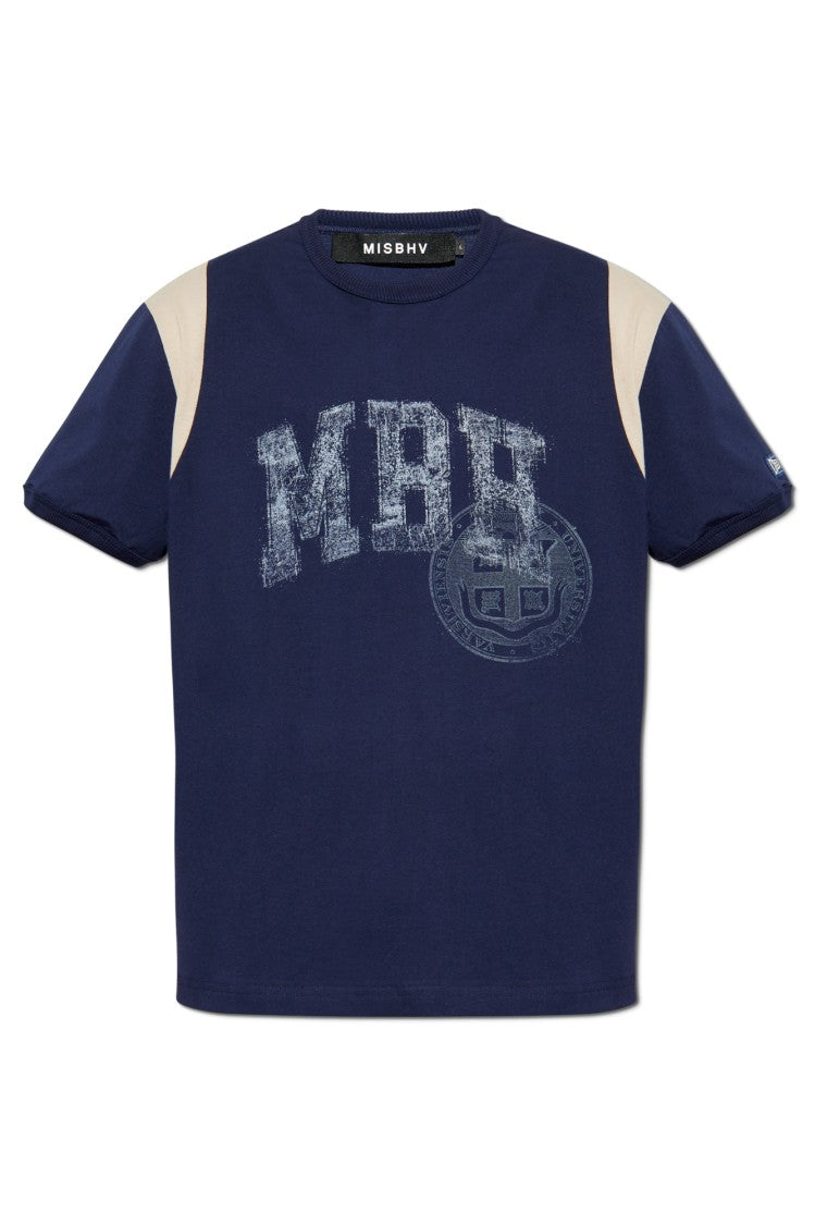 Misbhv Navy T-Shirt With Logo Appliqué