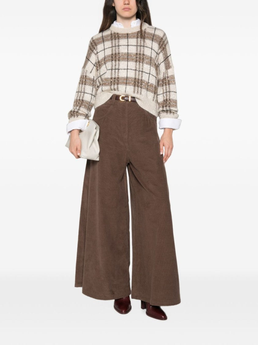Brunello Cucinelli Corduroy High Waist Wide-Leg Pants