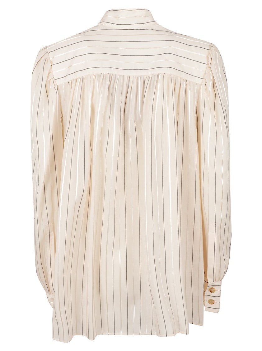 Chloé Semi-Sheer Striped High Neck Chloé Shirt