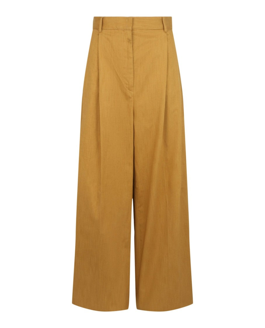 Ferragamo Pleated Wide-Leg Trousers With High Rise And Custom Tailoring