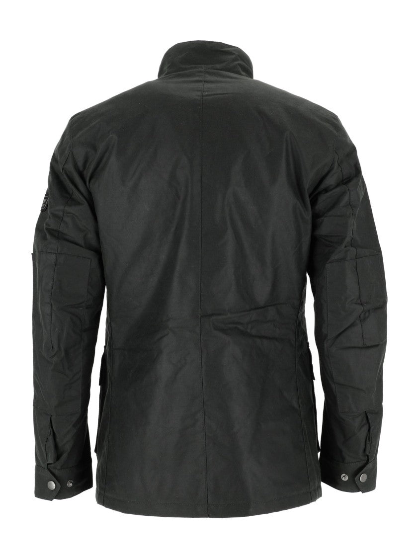 Barbour Waxed Cotton Duke Jacket With High Collar And Utility Pockets