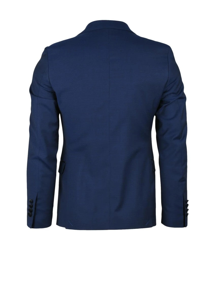 Paoloni Virgin Wool Satin Suit With Satin-Finished Details