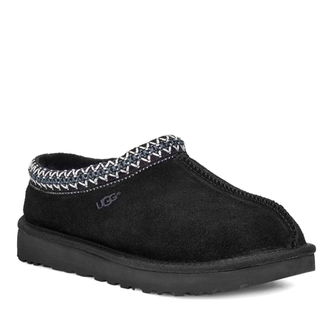 Ugg Tasman Black Wool-Lined Decorative Stitch Indoor Slippers