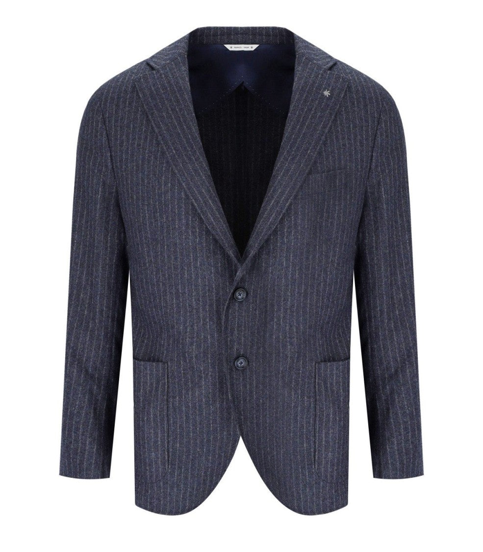 Manuel Ritz Blue Pinstripe Single-Breasted Jacket