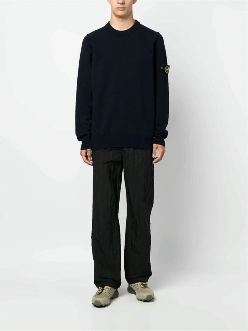 Stone Island Classic Crew Neck Knit Sweater With Distinctive Logo Patch