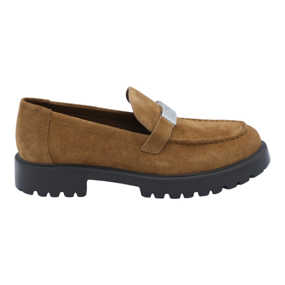 Tory Burch Brown Suede Moccasin-Style Flats With Chunky Sole