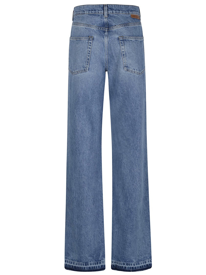 Stella Mccartney Two-Tone Straight-Leg Jeans With Hidden Button Closure