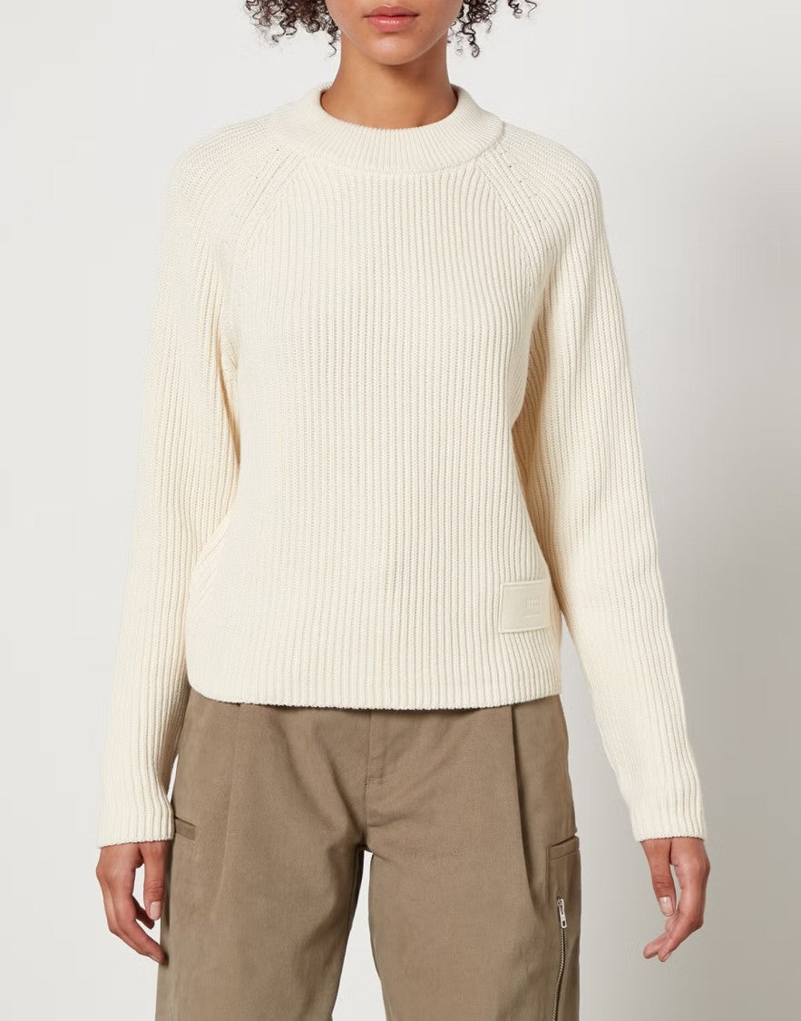 Ami Logo Patch Ribbed Sweater