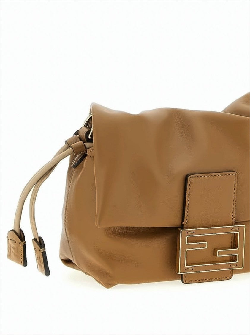 Fendi Brown Lambskin Leather Shoulder Bag