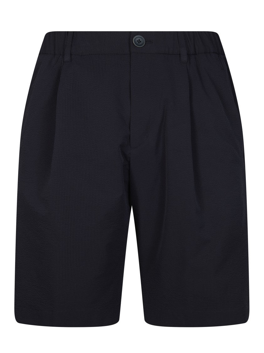 Herno Blue Technical Coulisse Textured Pattern Shorts