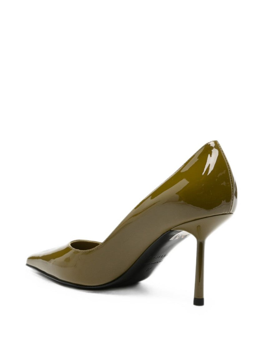 Le Silla Patent Pointed Toe Pumps - Olive Green