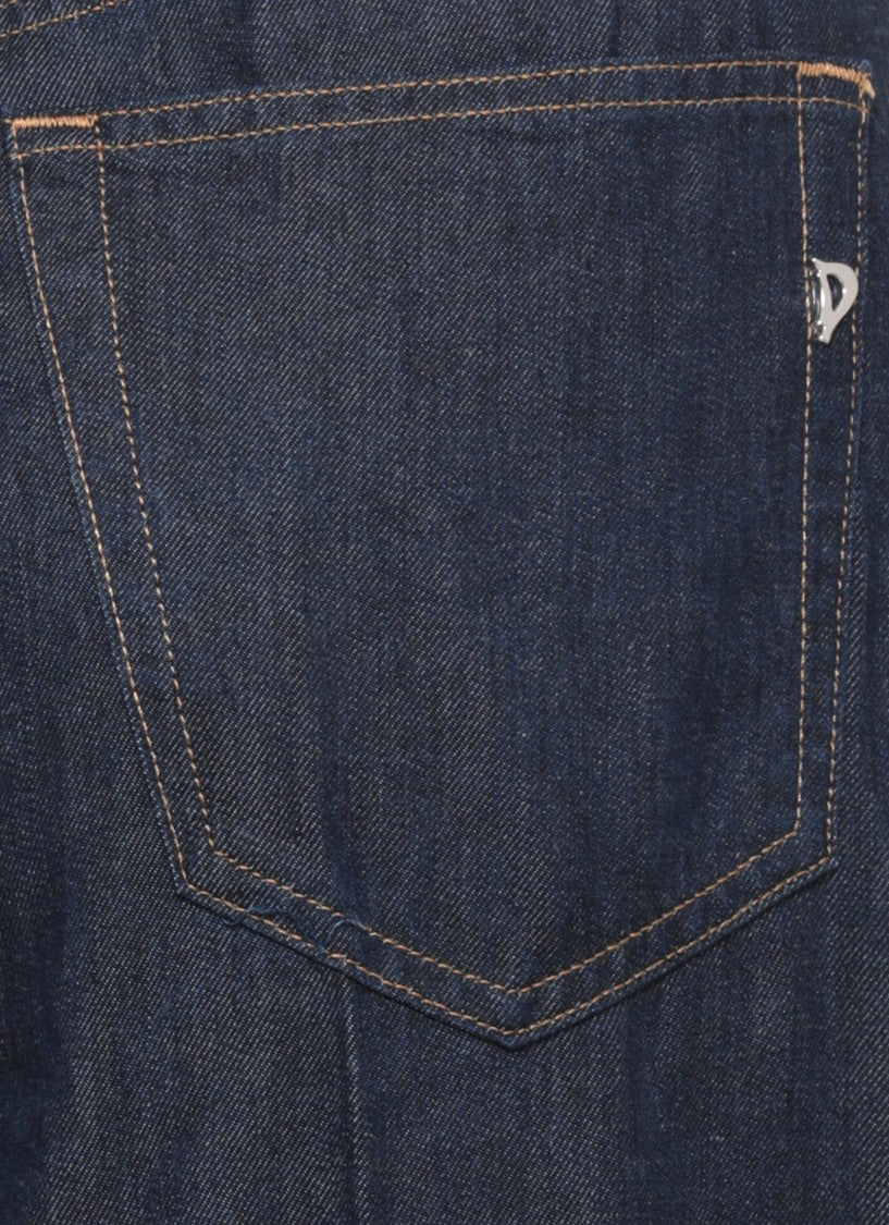 Dondup Dark Blue Maggie Leather Tab Jeans