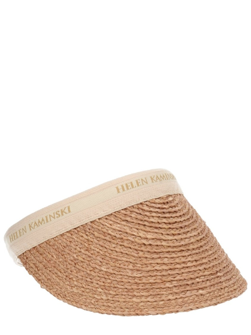 Helen Kaminski Woven Raffia Visor Hat With Curved Brim