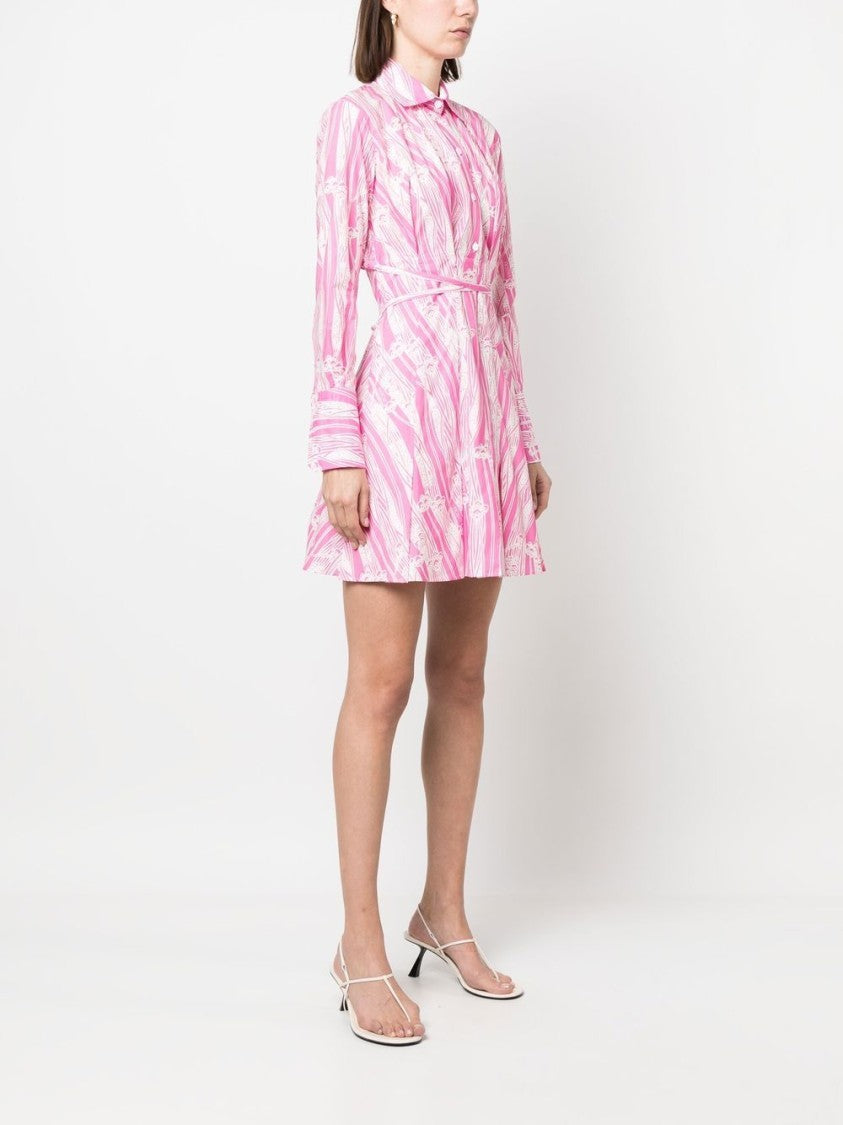 Patou Bubblegum Pink Printed Tie-Waisted Shirt Dress
