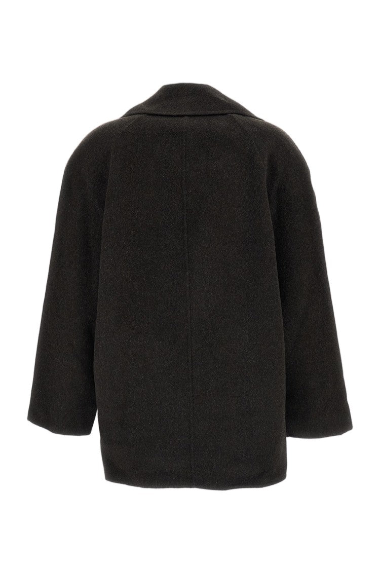Loulou De Saison Brown Neil Wool-Cashmere Double-Breasted Blazer