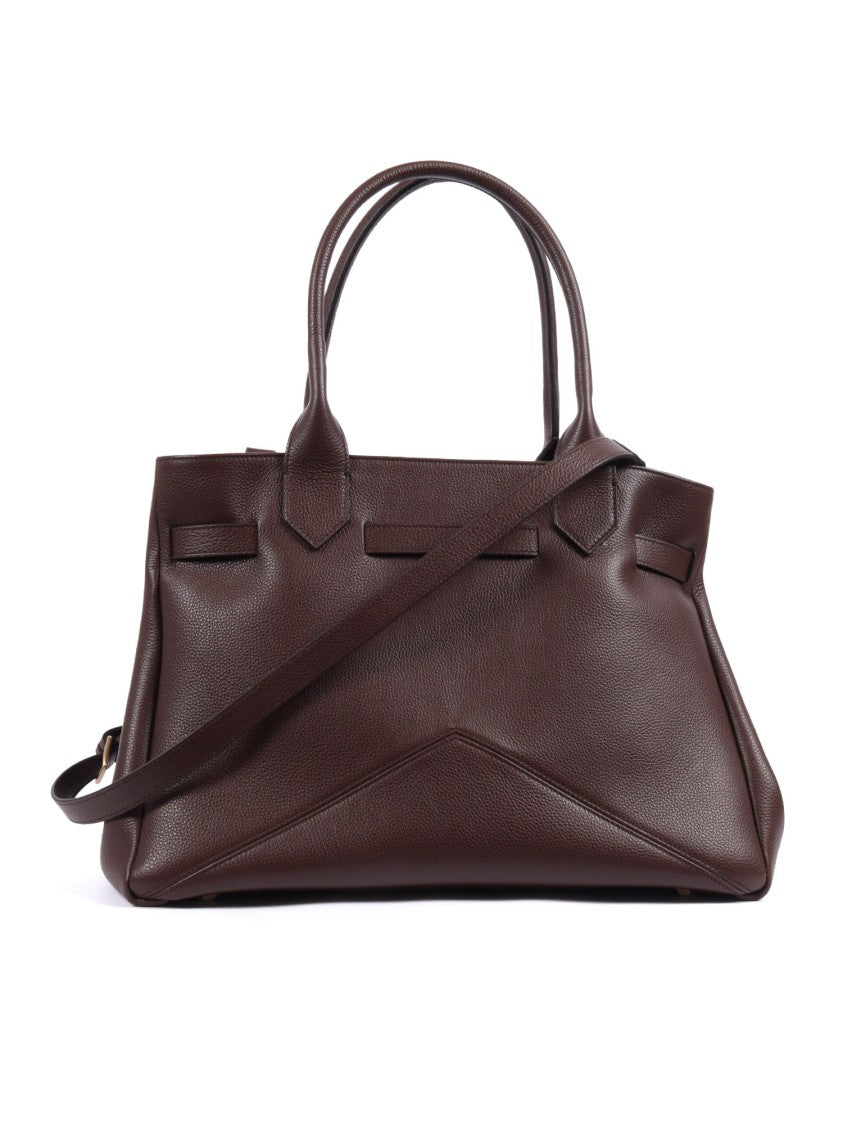 Ballantyne Medium Structured Gold-Buckle Leather Top-Handle Bag