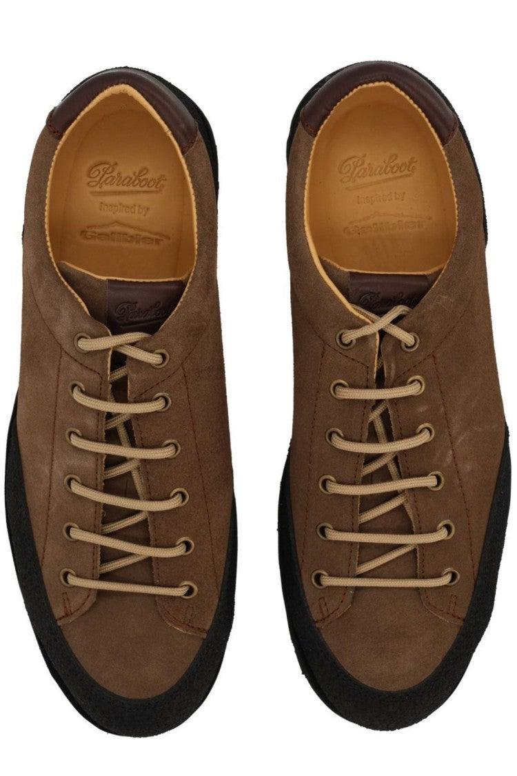 Paraboot Suede Brown Loafers With Textured Accents