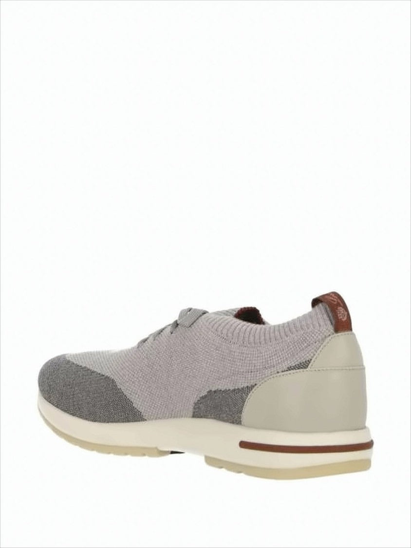 Loro Piana Knitted Low-Profile Sneakers With Leather Detail