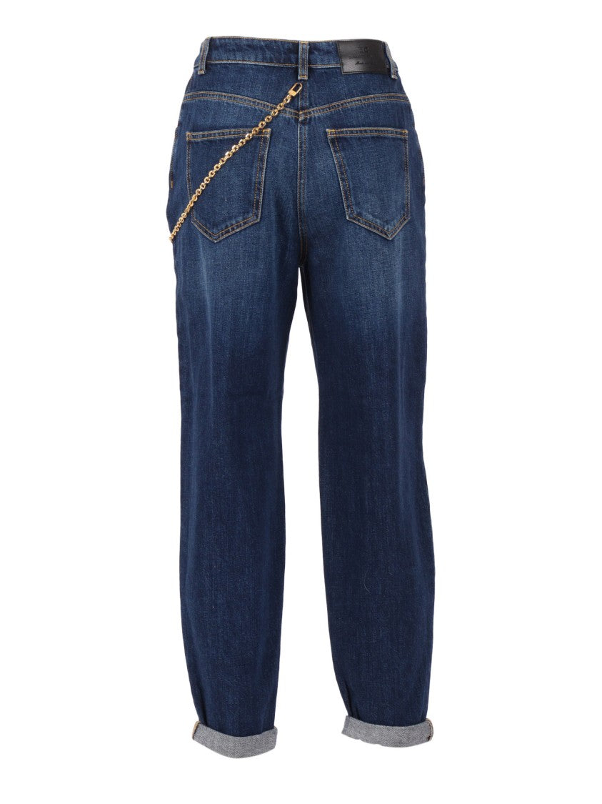 Elisabetta Franchi Relaxed Fit Jeans With Gold Chain Detail