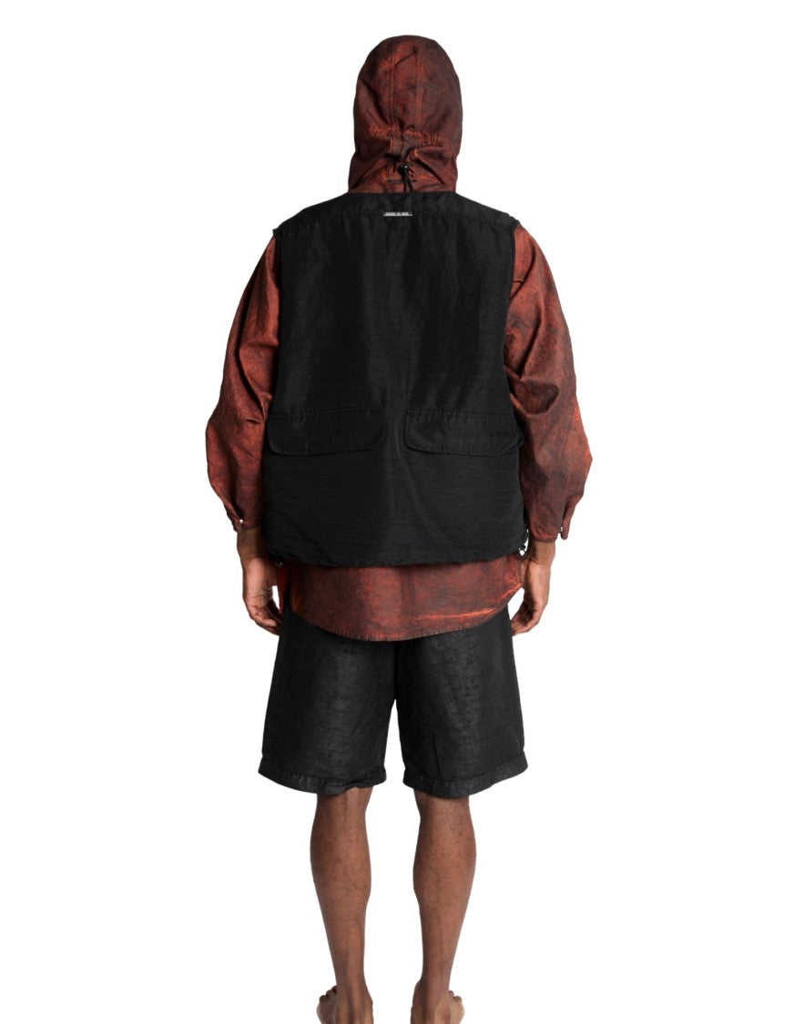 Origin Of Line Black Hemp Blend Garment Dyed Fishing Vest